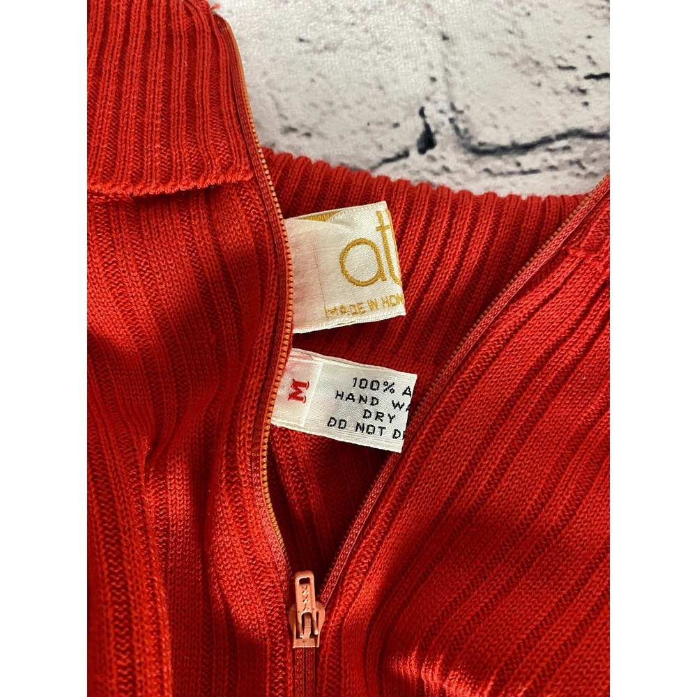 Vintage NWT Atkins Women's Red M Ribbed Zippered Turtleneck Retro Disco 70s - Picture 7 of 9
